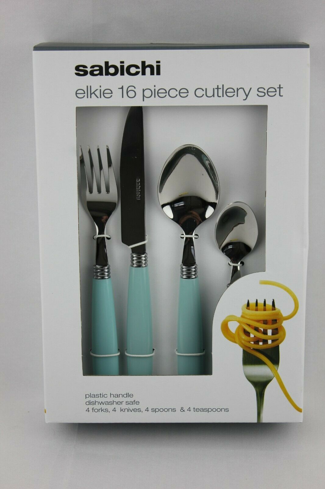 16 PC Cutlery Set Sabichi Elkie Blue Stainless Steel Plastic Handle