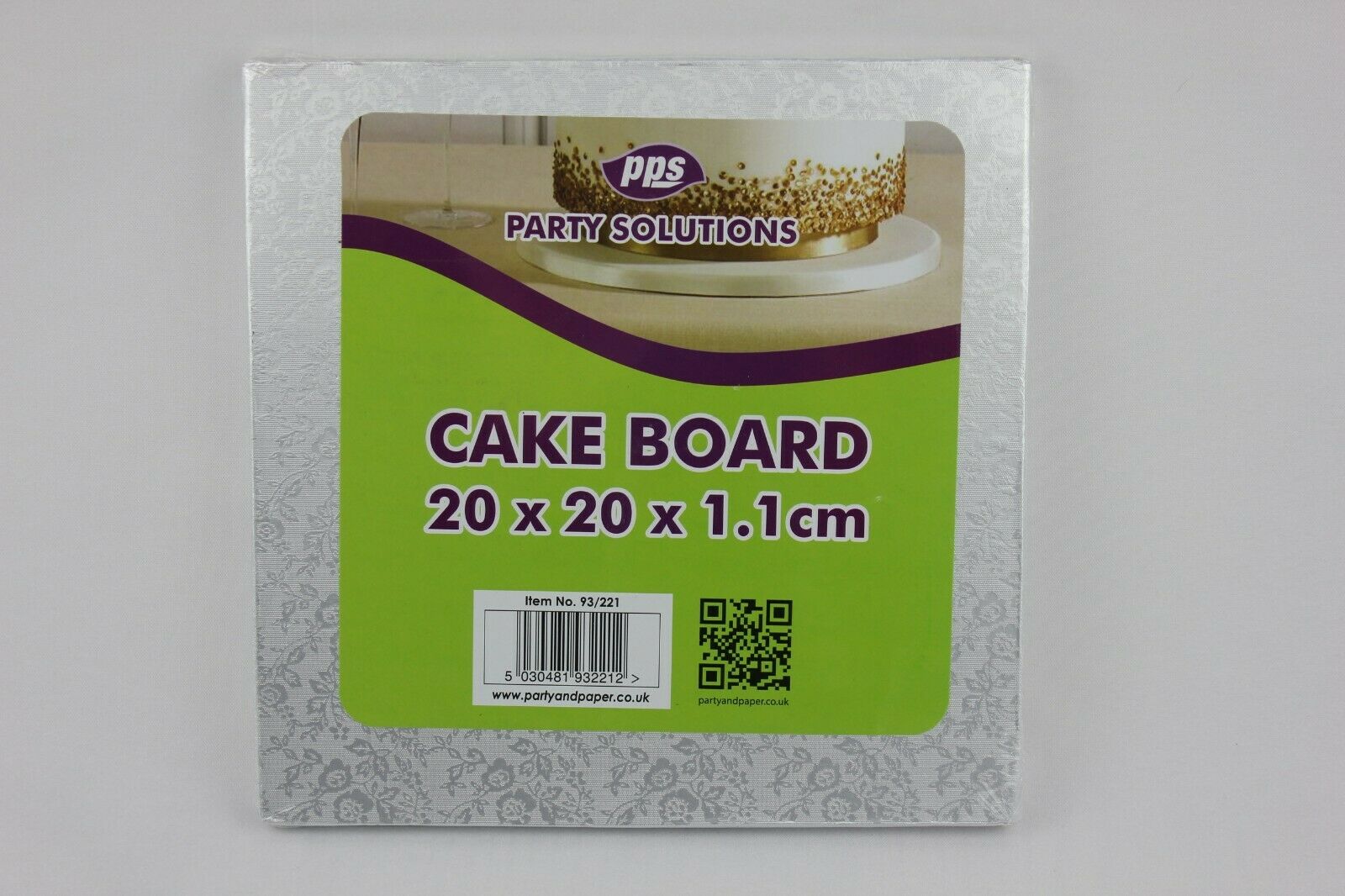 20cm Square Cake Board – Silver