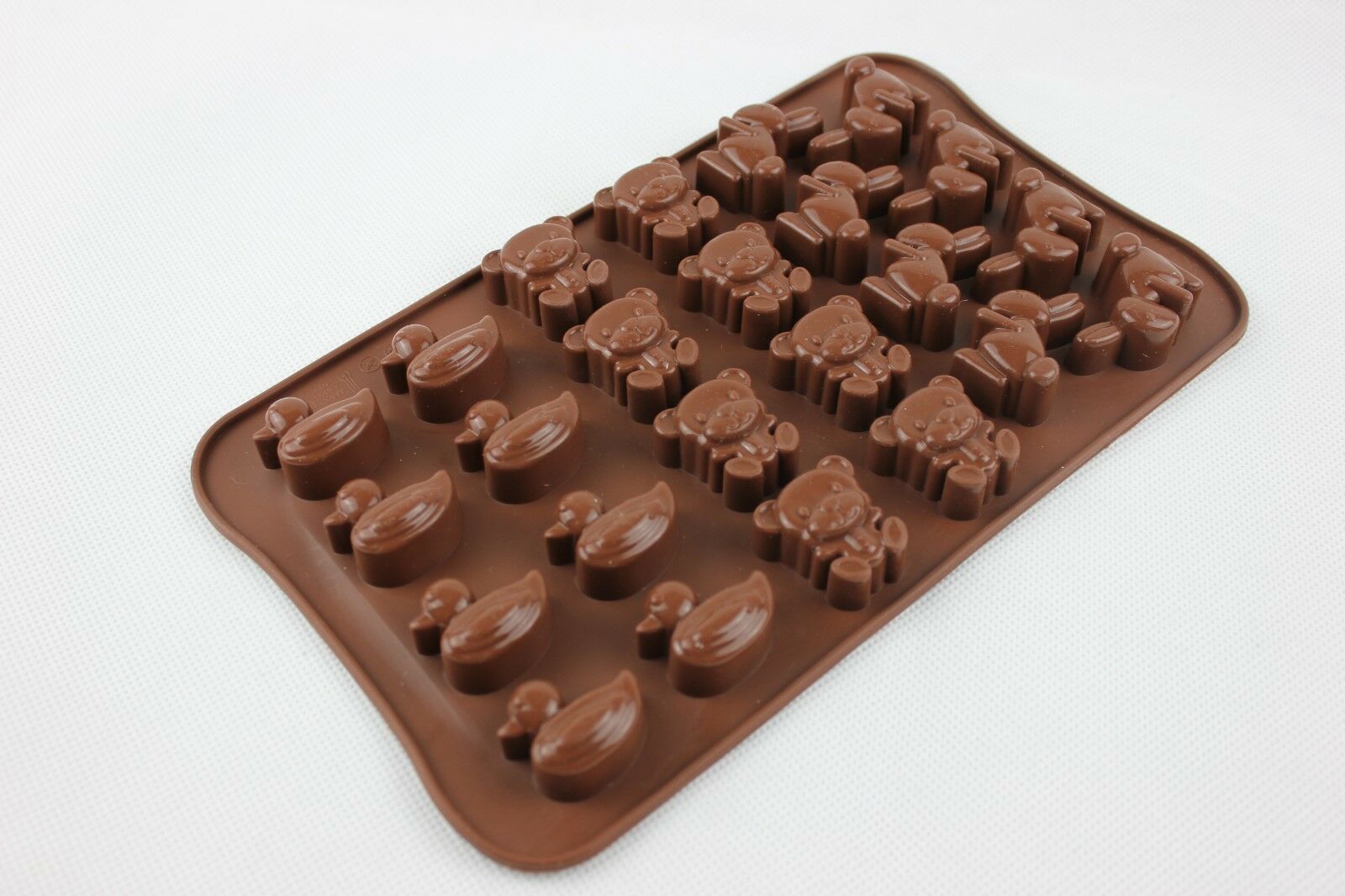 24 Cavity Chocolate Duck Teddy Bunny Silicone Mould Animal Jellies Candy Sweets
