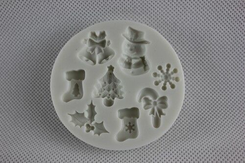Christmas 8 Figures Silicone Mould Cake Fondant Decorate Icing #8RS UK SELLER