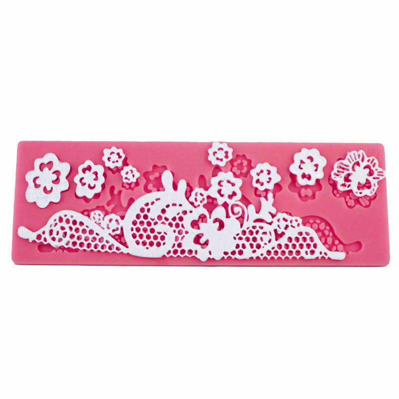 Lace Flower Garden Border Silicone Icing Fondant Cake Mat Decorating Mould 03