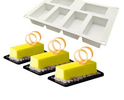 X6 Rectangle Dessert Brownie cake mould Icing Ice Cube Chocolate Candle Soap