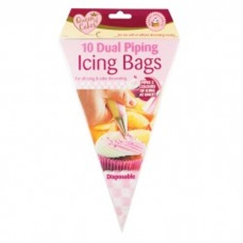 10 Two Colour Dual Fondant Disposable Icing Piping Bags Cake Cupcake Decorating