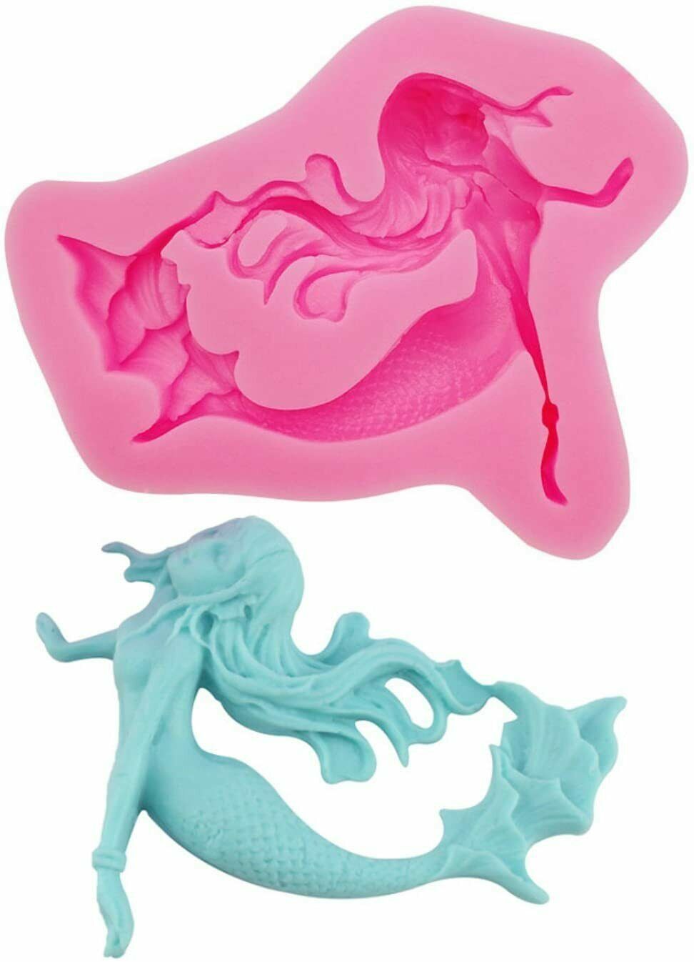 Mermaid Silicone Mould Fairy Cup Cake Icing Baking Decorating Birthday Toppers