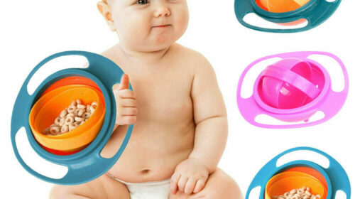 Two Toddler Bowls Non Spill Bowl 360 Rotating Baby Kids Spill-Proof Dishes