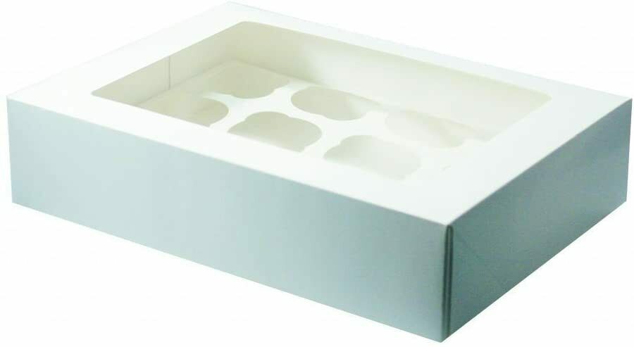 Cupcake Boxes White 3 pack holds 6 (18) Cakes Muffin Display Window Gift Set