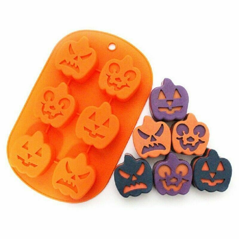 Halloween 6 Pumpkin Face Silicone mould Cupcake Muffin Soap Candle Resin Craft
