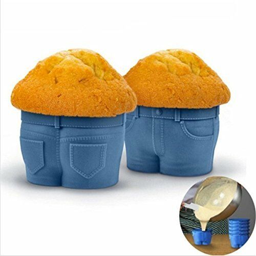 Muffin Top Denim Jeans Silicone Mould X 4 Cupcake Bakeware Food Grade  UK SELLER