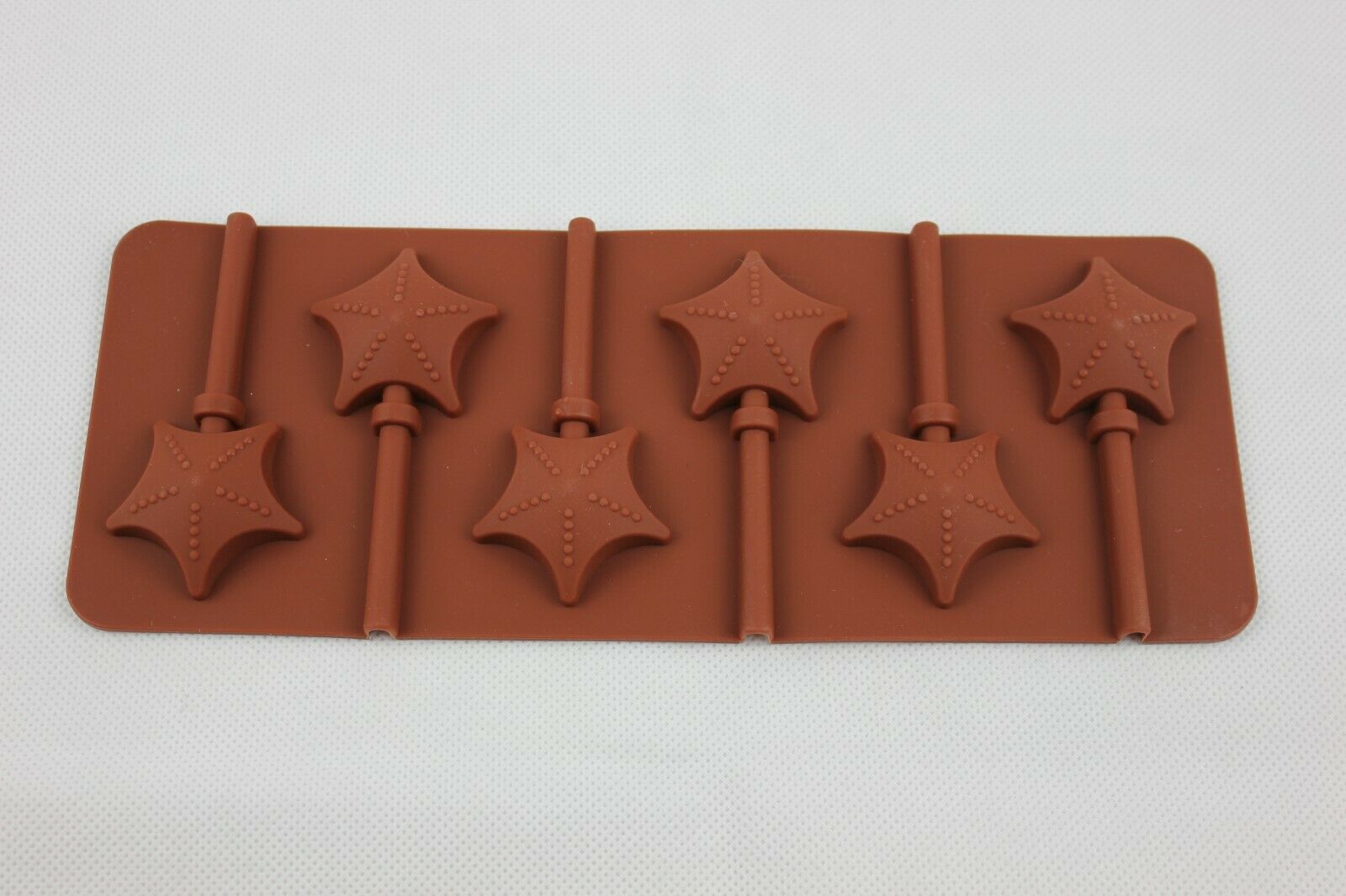 6 STAR SHAPE SILICONE CHOCOLATE LOLLY CANDLE MOULD WITH STICKS