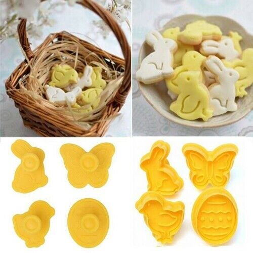 Easter Cutter Plunger Rabbit Butterfly Easter Egg Chick Biscuits Fondant Icing