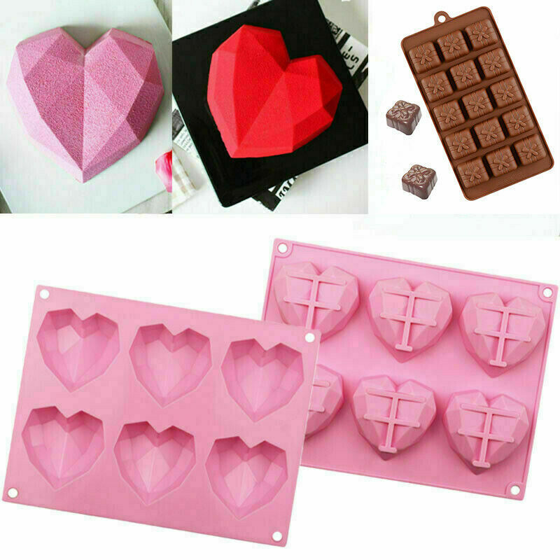 Heart Diamond Geometric Mould Cake Resin Candle Soap Melt Candle Valentines Love
