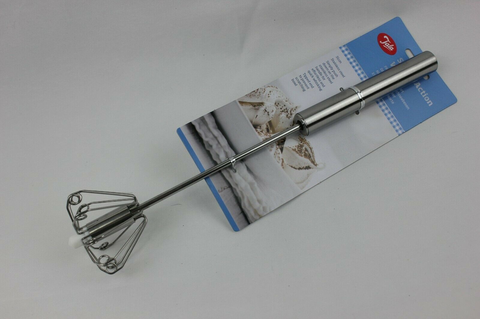 Tala Spring Pump Action Whisk 31cm Stainless Steel Silver Baking Tool