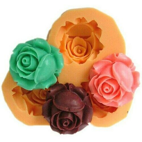 3 Rose Flowers Mould Silicone Cake Decor Icing Sugar Paste Chocolate