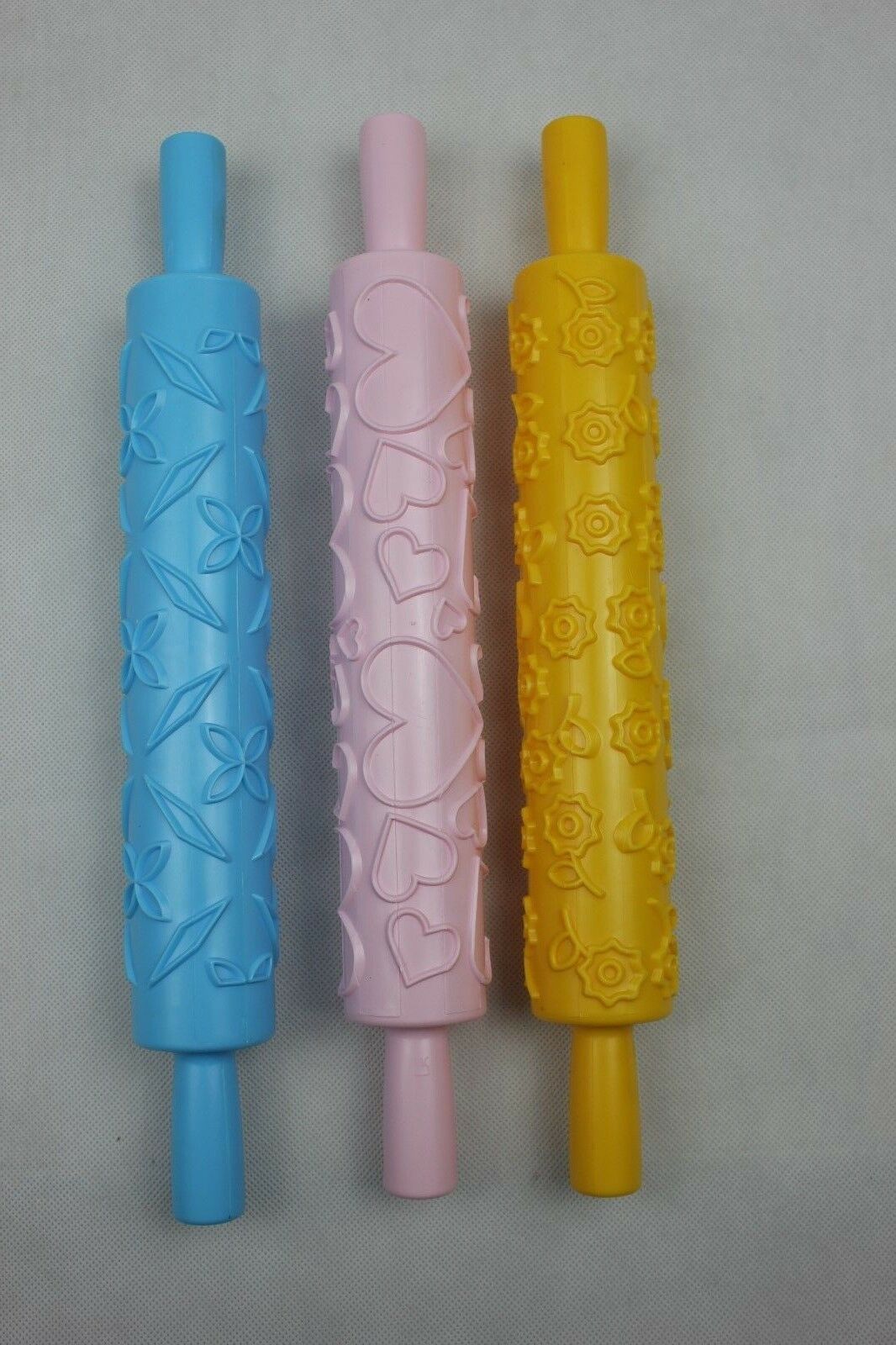 3 x Large Embossed Rolling Pin Patterned Texture Cake Decorating Pastry Tool S4