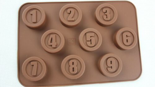 Round Numbers Silicone Chocolate Mould 9 Cell Jelly Ice Cube Soap Candle Tray